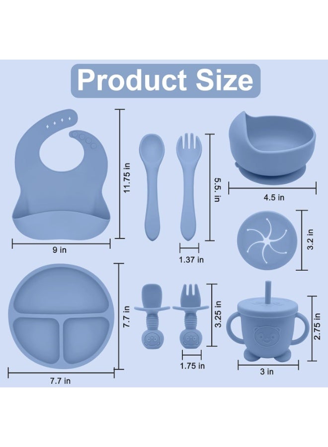 أل أيه بريشوس مجموعة سيليكون لإطعام الأطفال | مستلزمات الفطام الذاتي للأطفال تتضمن أوعية شفط وأطباق مقسمة، ومريلة قابلة للتعديل، وأدوات طعام للأطفال (ملاعق وشوك)، وكوب | أساسيات تغذية الأطفال - Image 2